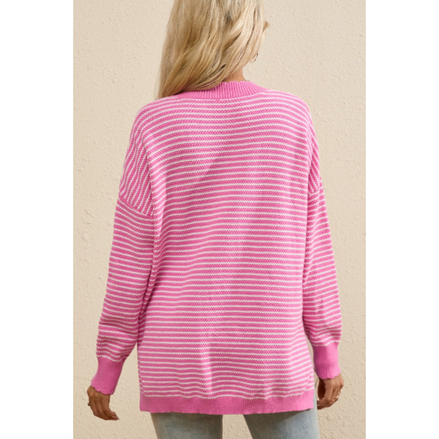 Striped V-Neck Dropped Shoulder Sweater Apparel and Accessories