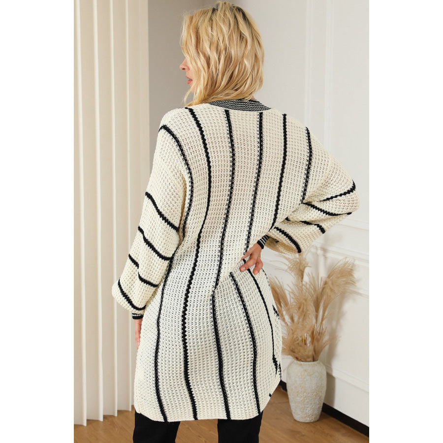 Striped V-Neck Dropped Shoulder Sweater Apparel and Accessories