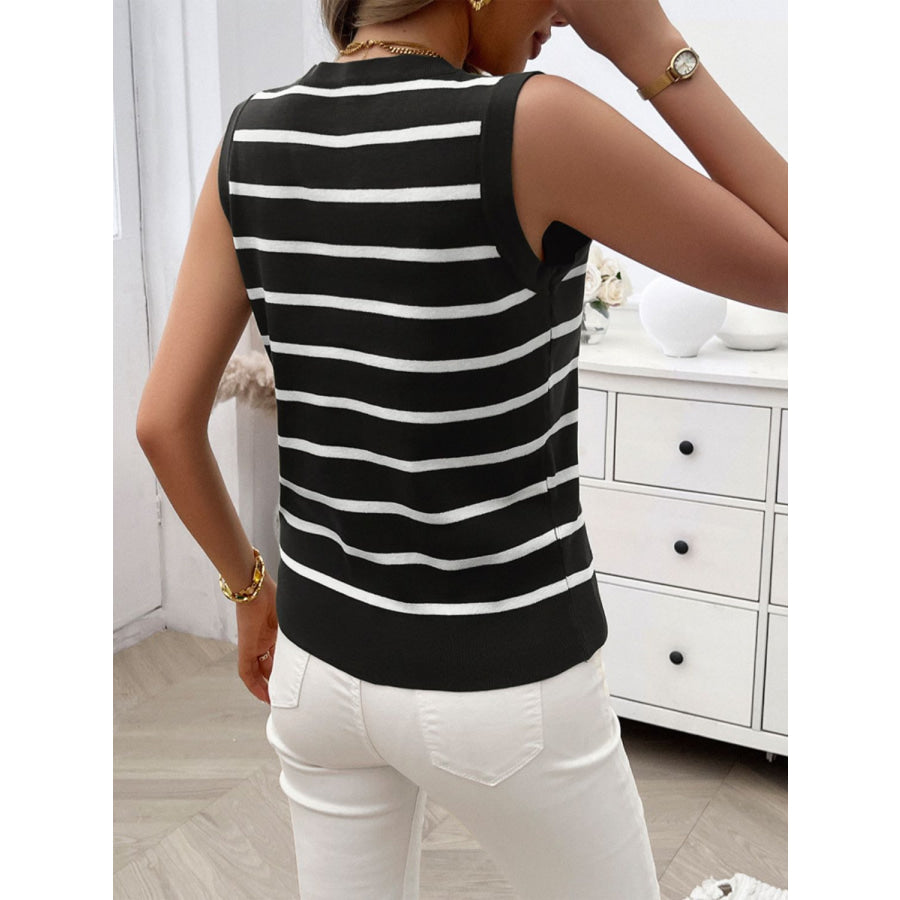 Striped V-Neck Knit Tank Apparel and Accessories