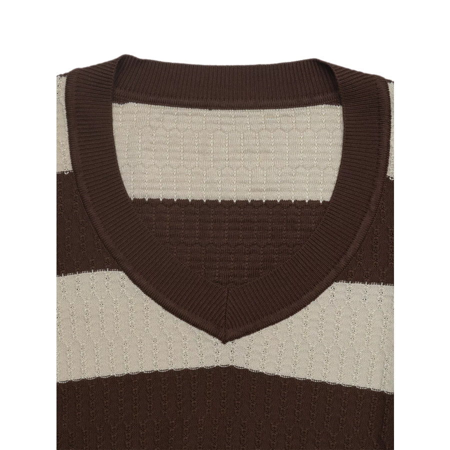 Striped V-Neck Knit Top Apparel and Accessories