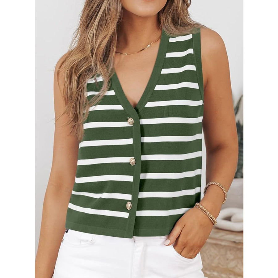 Striped V-Neck Knit Vest Apparel and Accessories