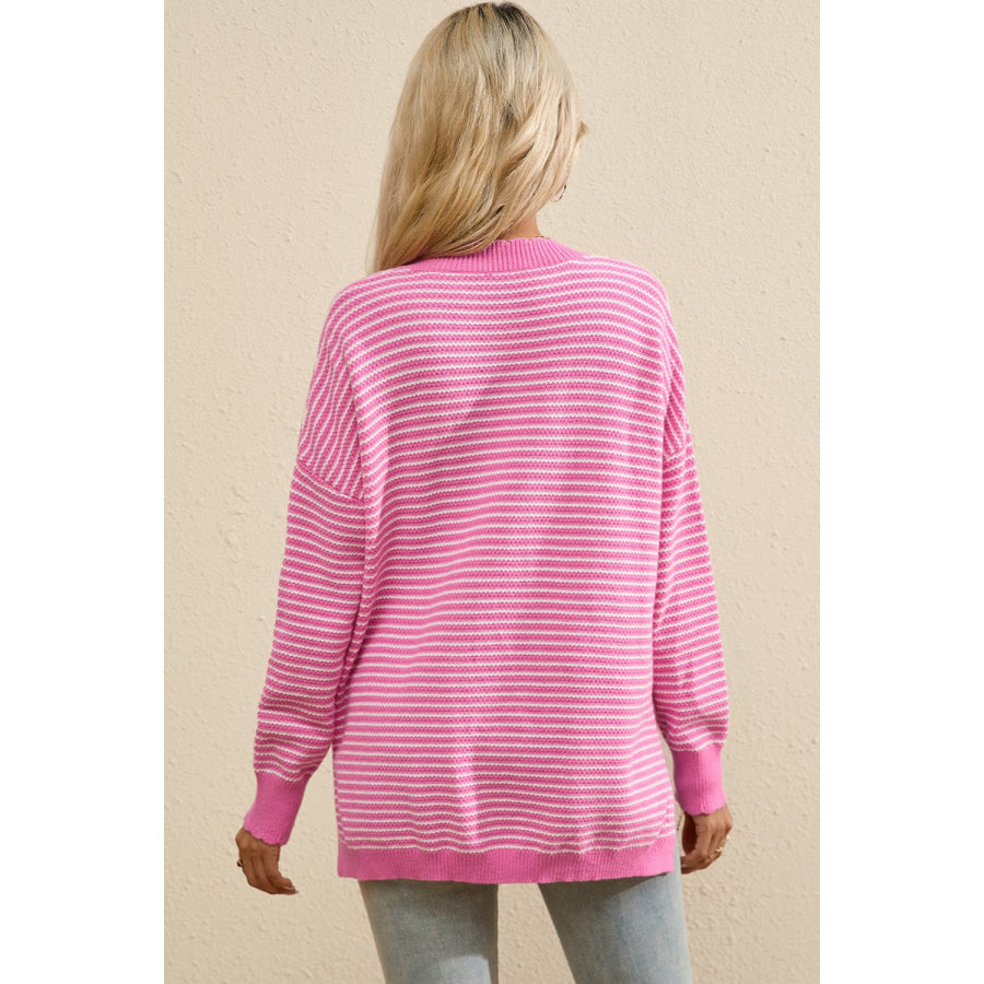 Striped V-Neck Long Sleeve Top Apparel and Accessories