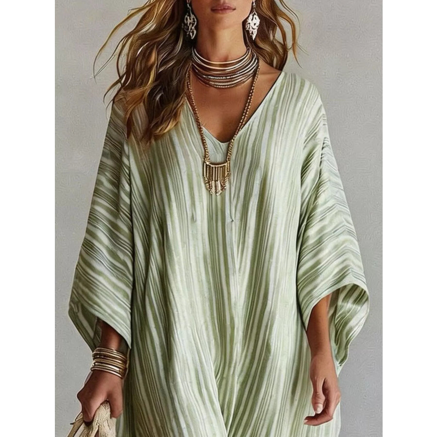Striped V-Neck Maxi Dress Apparel and Accessories