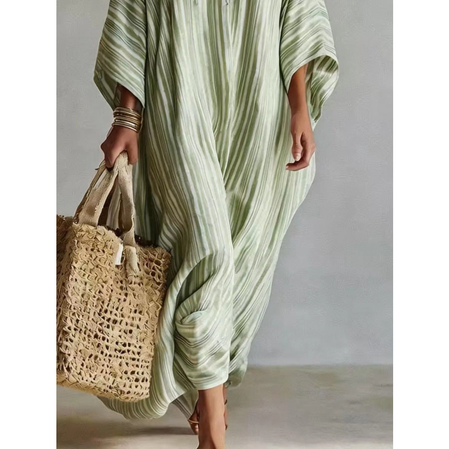 Striped V-Neck Maxi Dress Apparel and Accessories