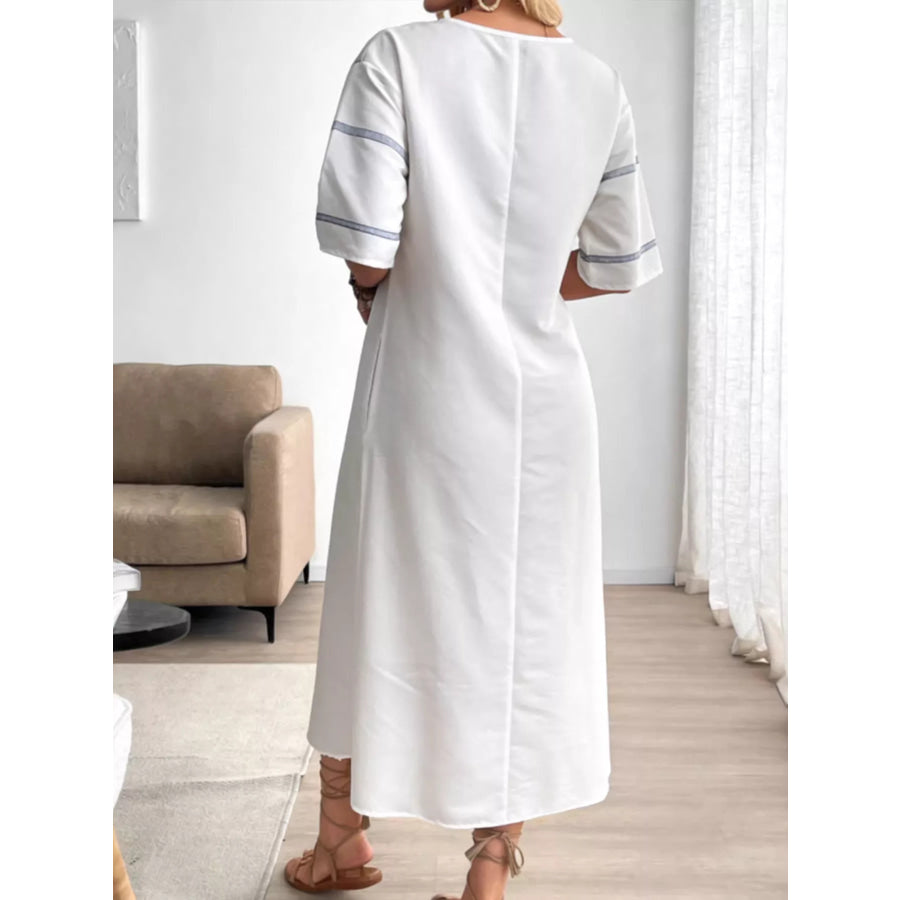 Striped V-Neck Maxi Dress Apparel and Accessories