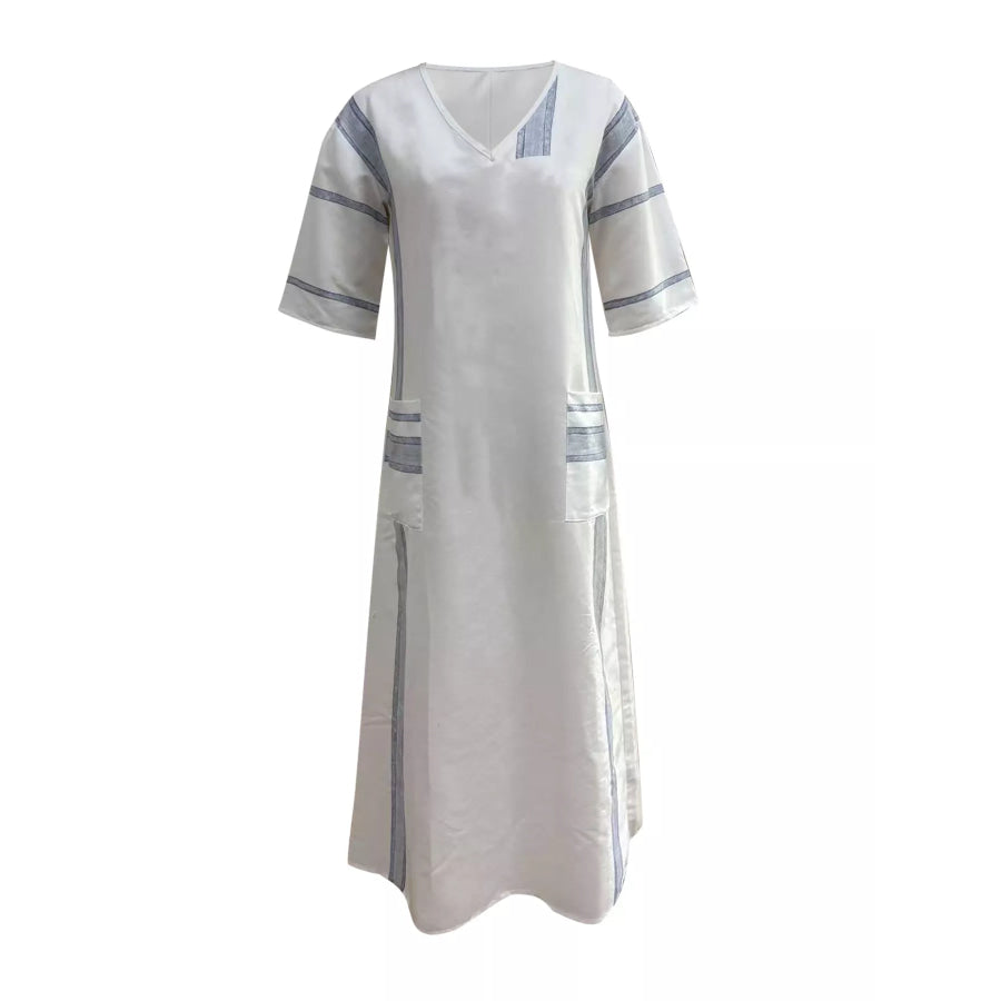 Striped V-Neck Maxi Dress Apparel and Accessories