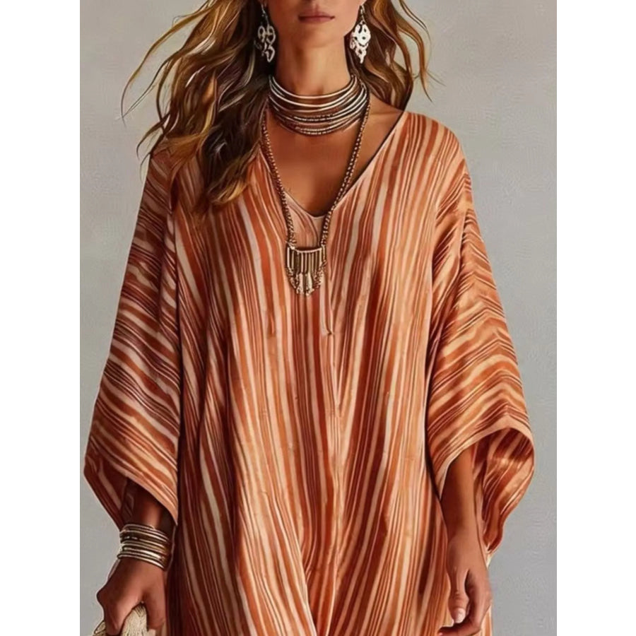 Striped V-Neck Maxi Dress Apparel and Accessories