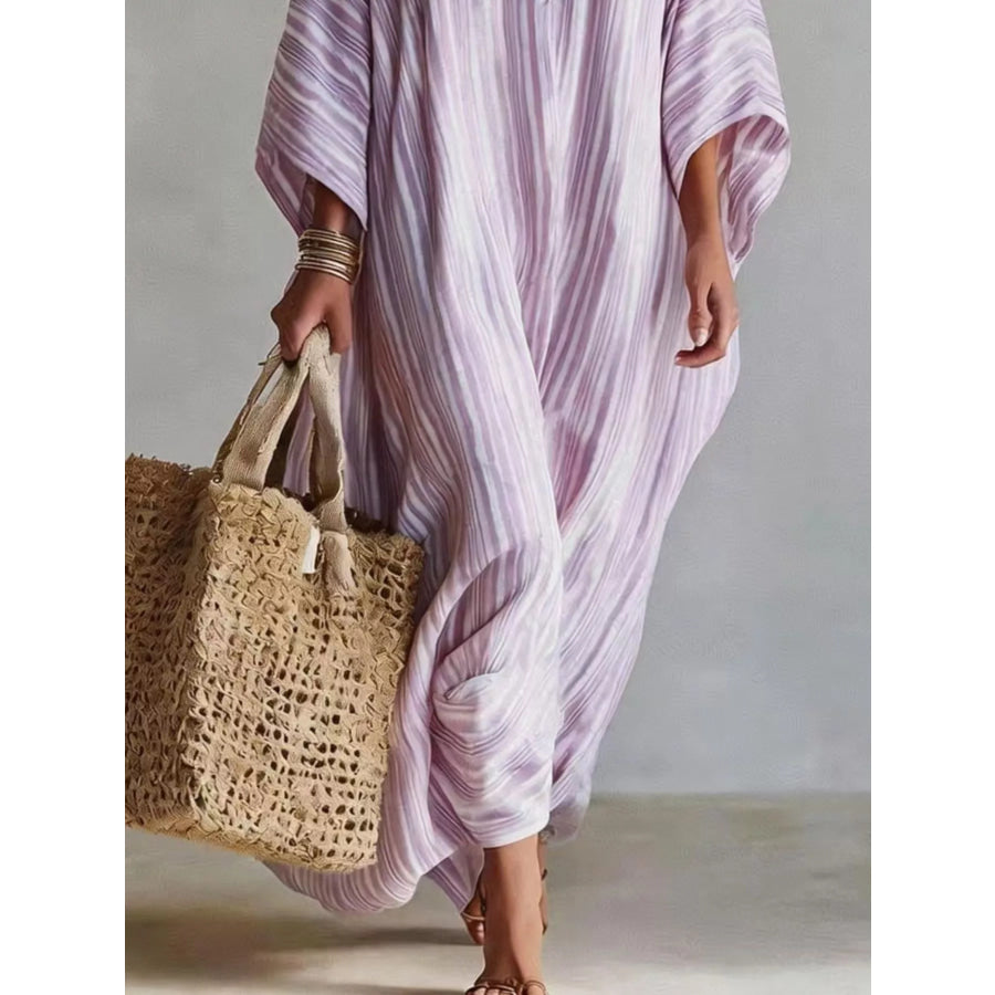 Striped V-Neck Maxi Dress Apparel and Accessories
