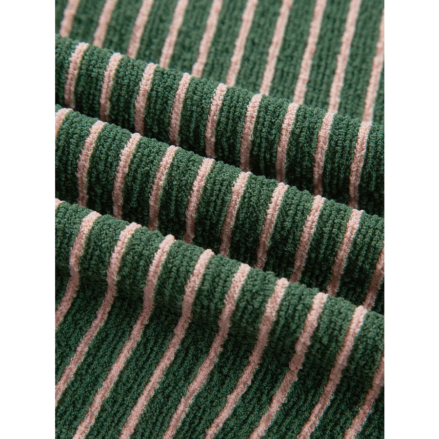 Striped V Neck Patchwork Long Sleeve Regular Fit Cardigan Apparel and Accessories