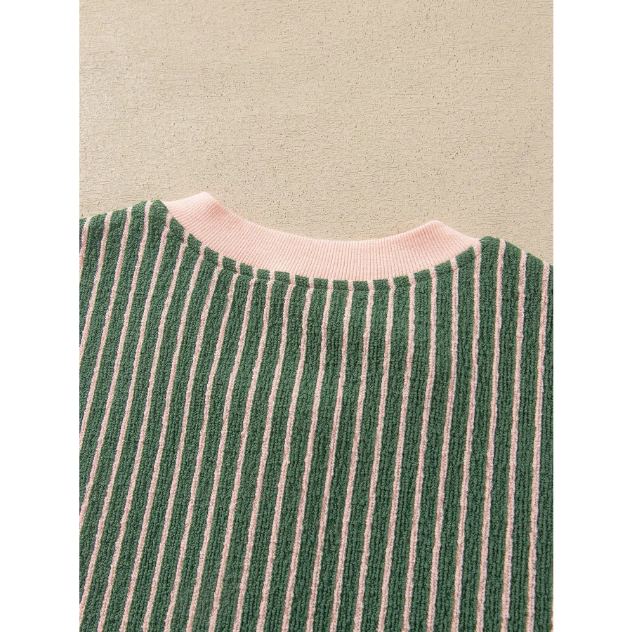 Striped V Neck Patchwork Long Sleeve Regular Fit Cardigan Apparel and Accessories