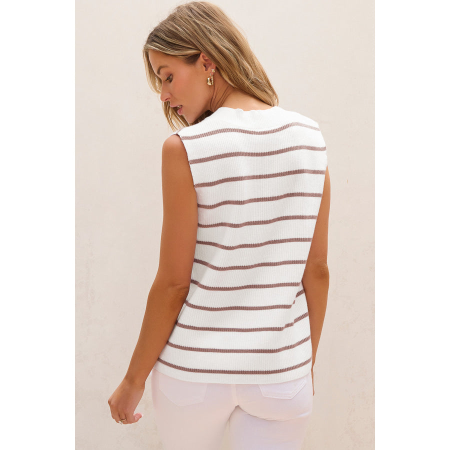 Striped V-Neck Sweater Vest Apparel and Accessories