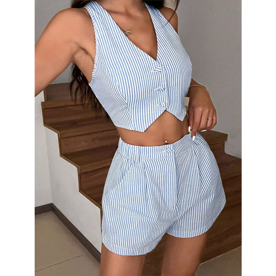 Striped Vest and Shorts Two-Piece Set Apparel and Accessories