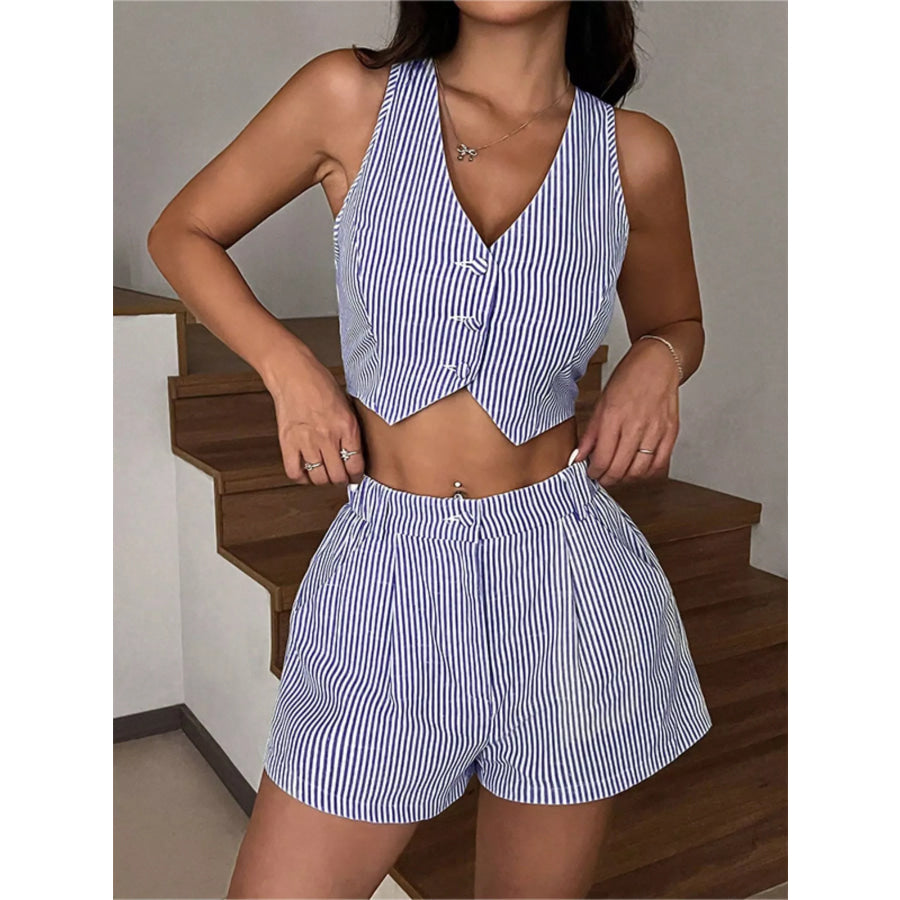 Striped Vest and Shorts Two-Piece Set Apparel and Accessories
