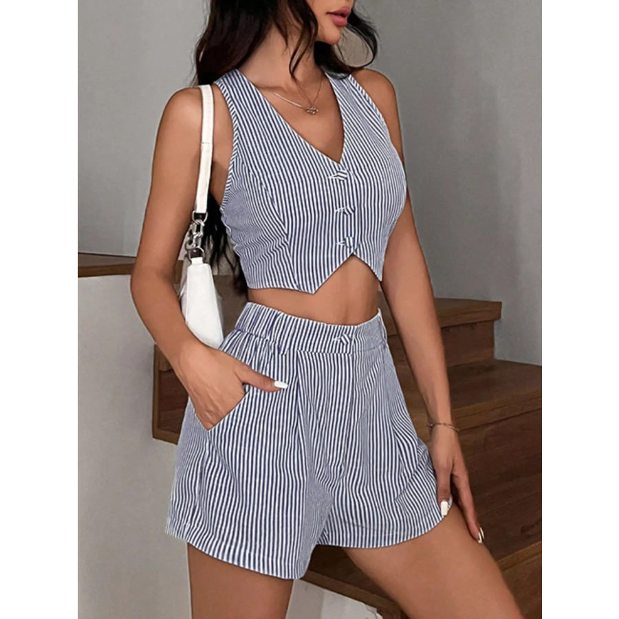 Striped Vest and Shorts Two-Piece Set Apparel and Accessories
