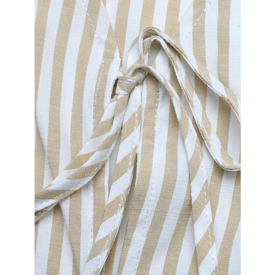 Striped Vest & Wide Leg Pants Set Apparel and Accessories