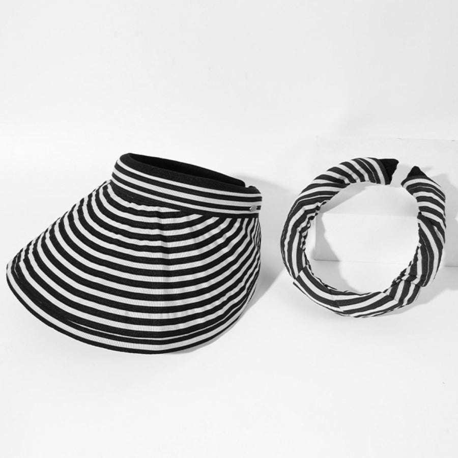 Striped Wide Brim Sun Visor Hat Apparel and Accessories