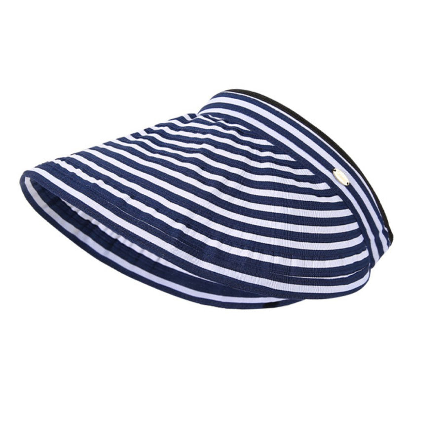 Striped Wide Brim Sun Visor Hat Dark Navy / One Size Apparel and Accessories