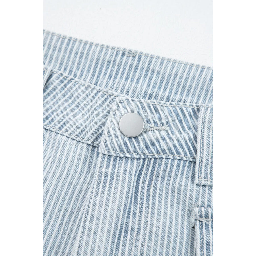 Striped Wide-Leg Cropped Jeans Apparel and Accessories