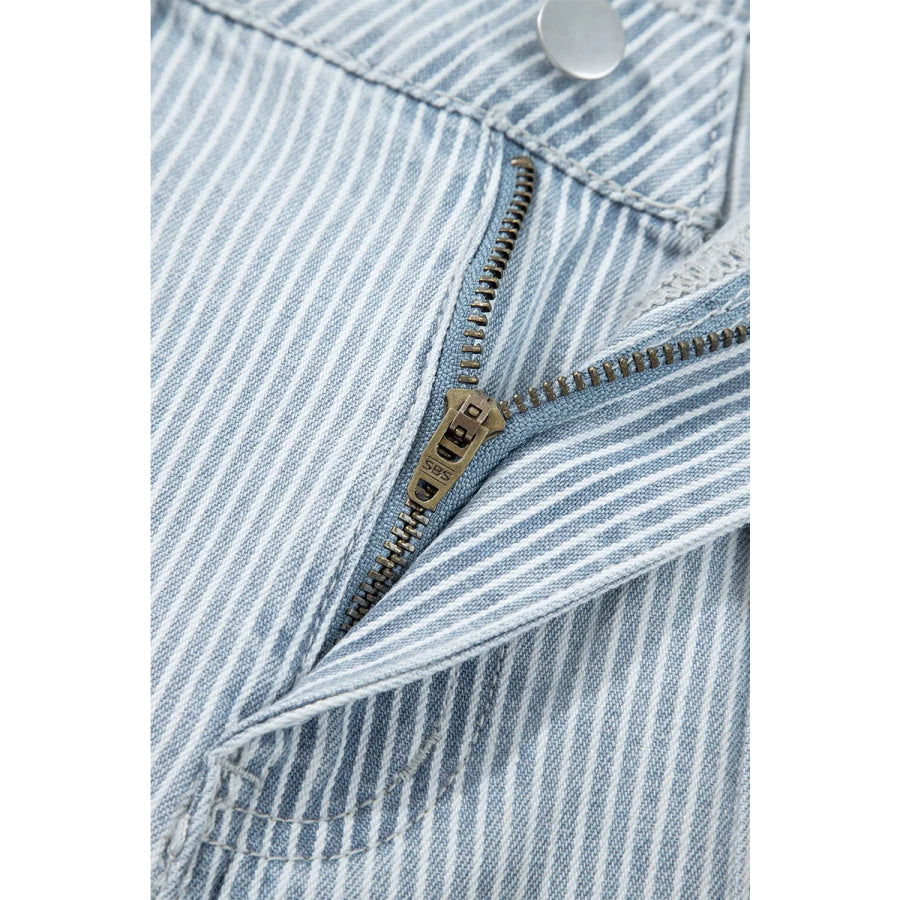 Striped Wide-Leg Cropped Jeans Apparel and Accessories