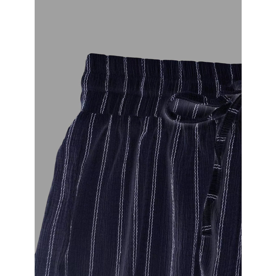 Striped Wide-Leg Drawstring Pants Apparel and Accessories