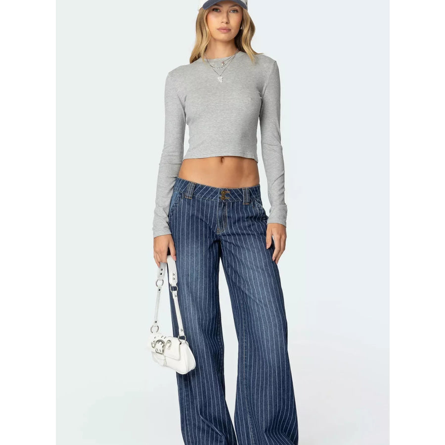 Striped Wide Leg Jeans Apparel and Accessories
