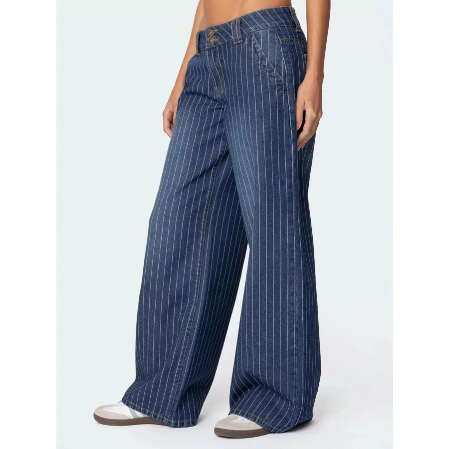 Striped Wide Leg Jeans Apparel and Accessories