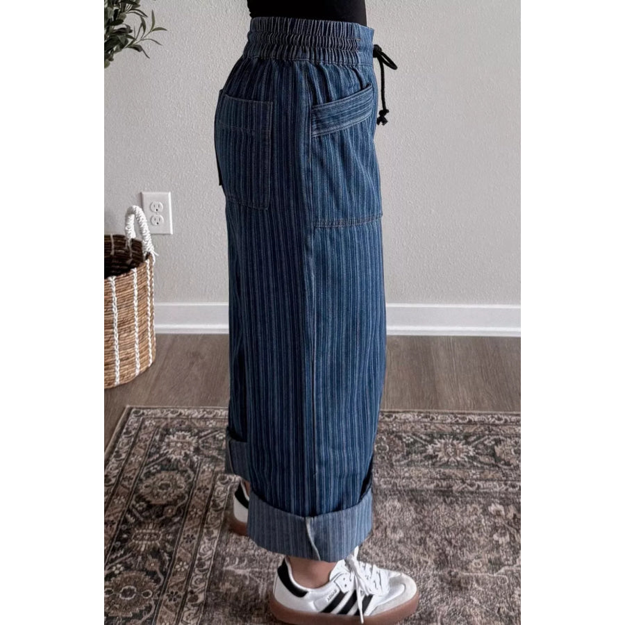 Striped Wide-Leg Jeans Apparel and Accessories
