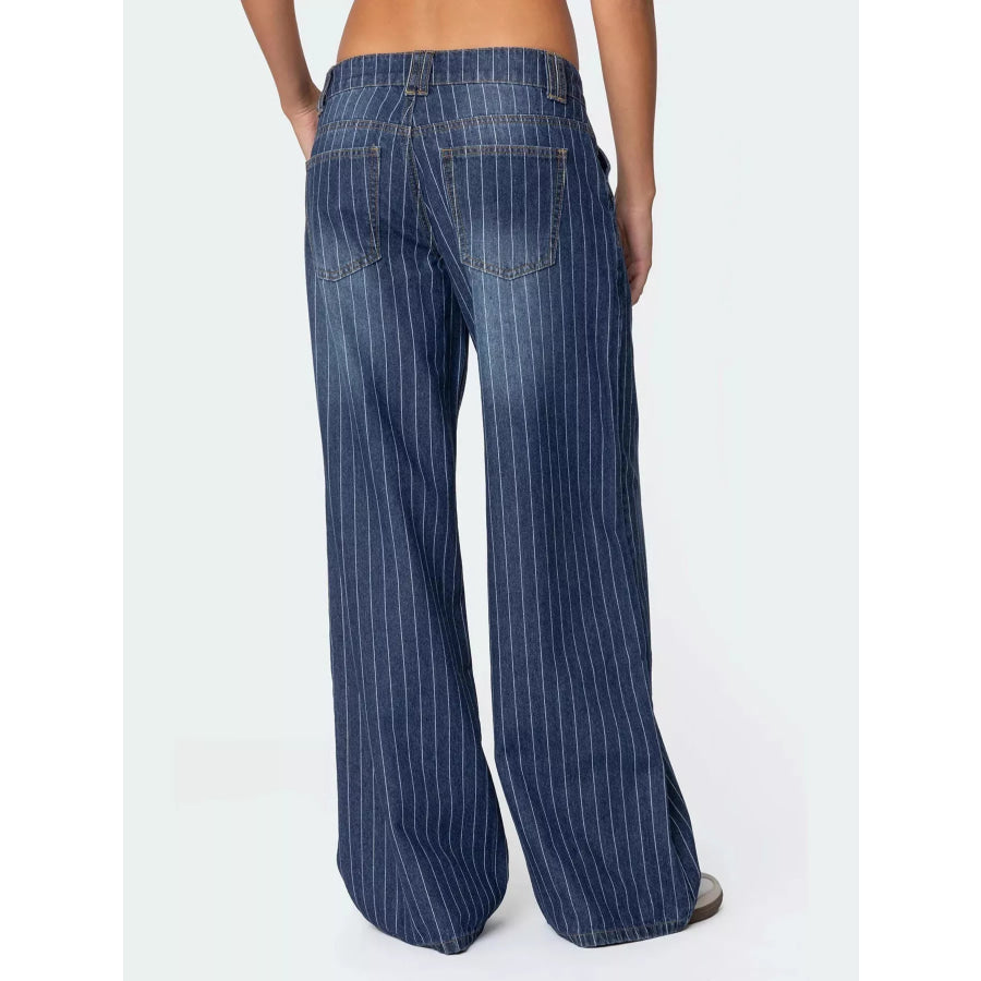 Striped Wide Leg Jeans Apparel and Accessories