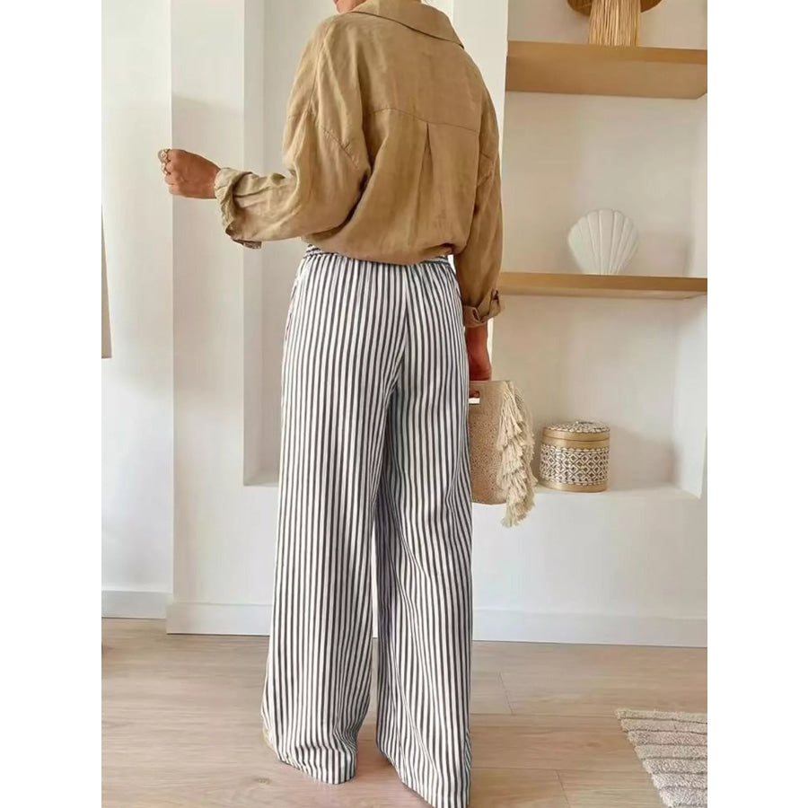 Striped Wide-Leg Pants Apparel and Accessories