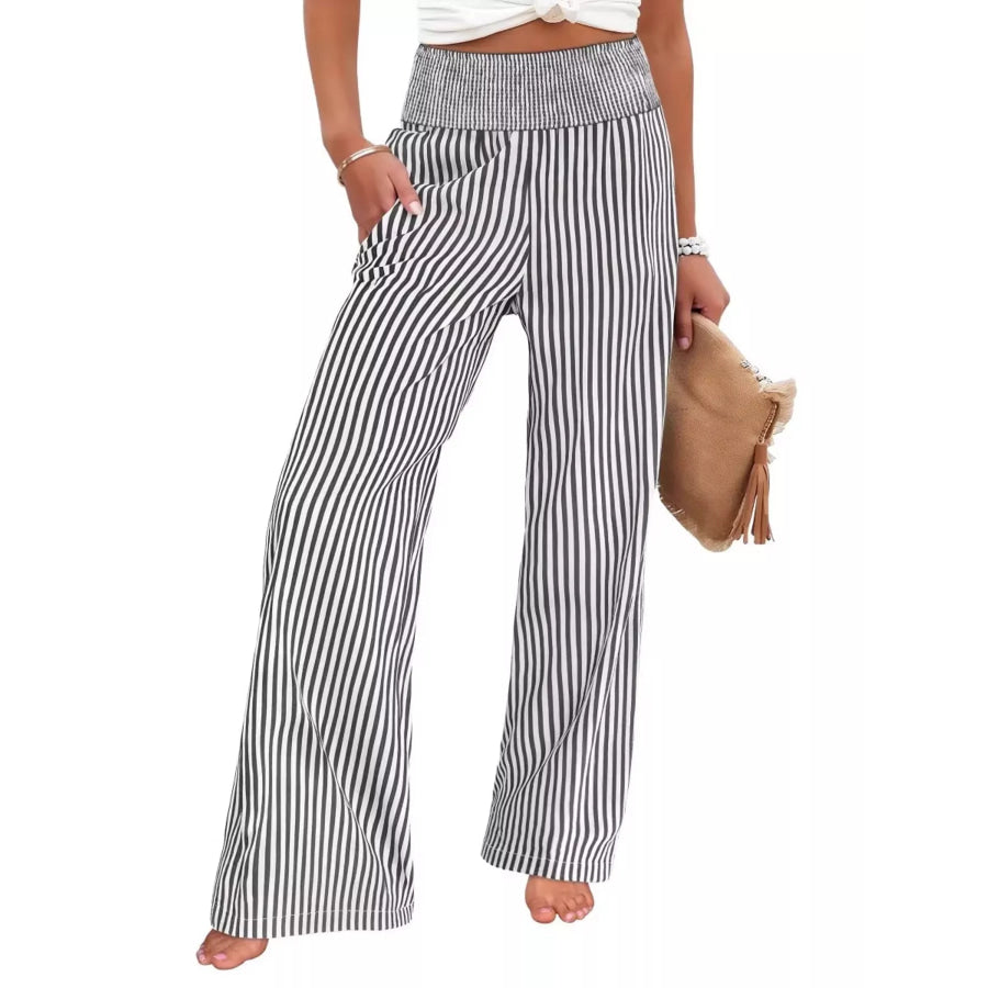 Striped Wide-Leg Pants Apparel and Accessories