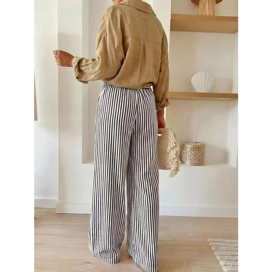 Striped Wide-Leg Pants Apparel and Accessories