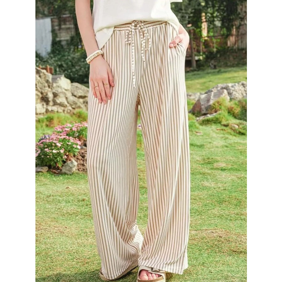 Striped Wide-Leg Pants Apparel and Accessories