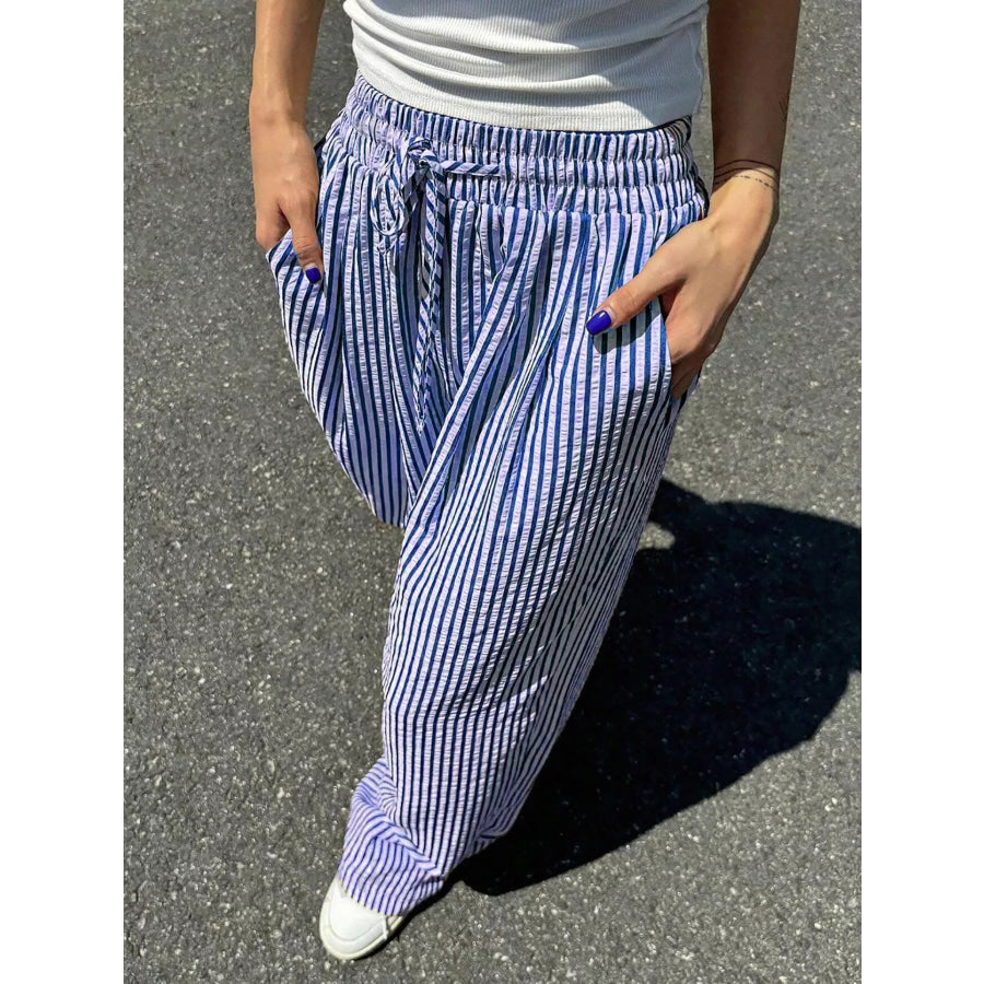 Striped Wide Leg Pants Apparel and Accessories
