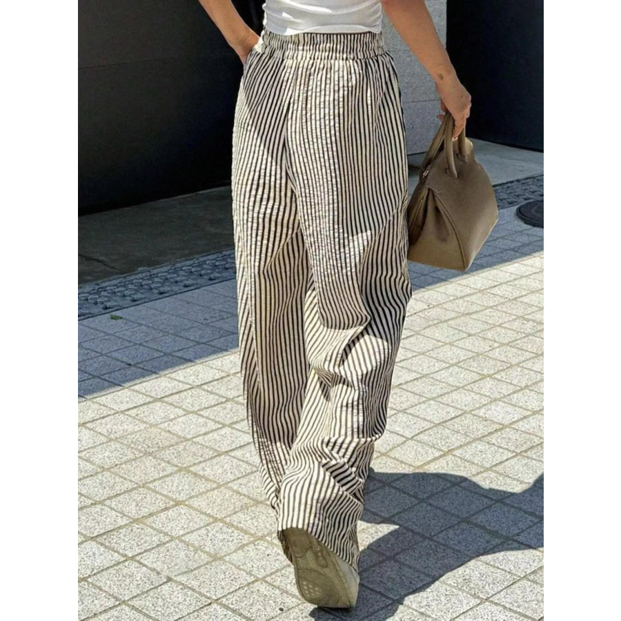 Striped Wide Leg Pants Apparel and Accessories