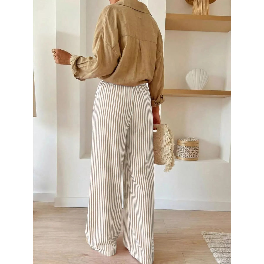 Striped Wide-Leg Pants Apparel and Accessories