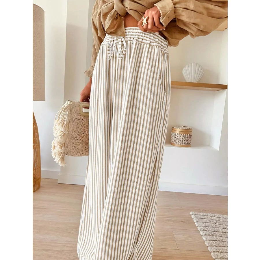 Striped Wide-Leg Pants Apparel and Accessories