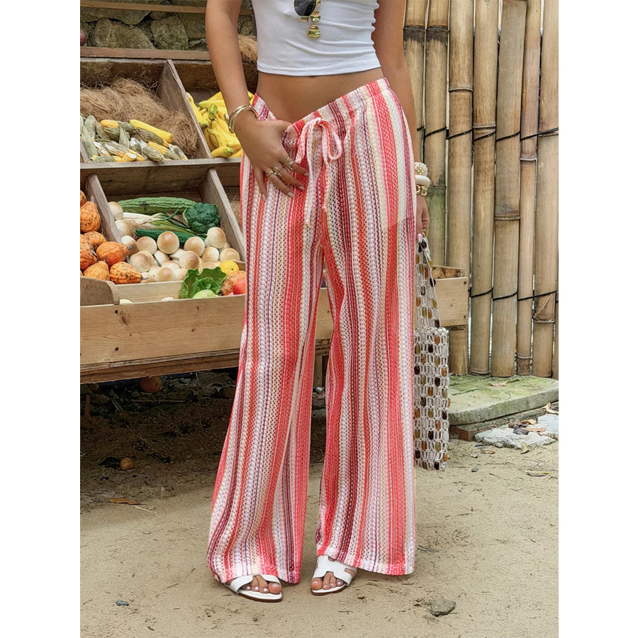 Striped Wide-Leg Pants Apparel and Accessories