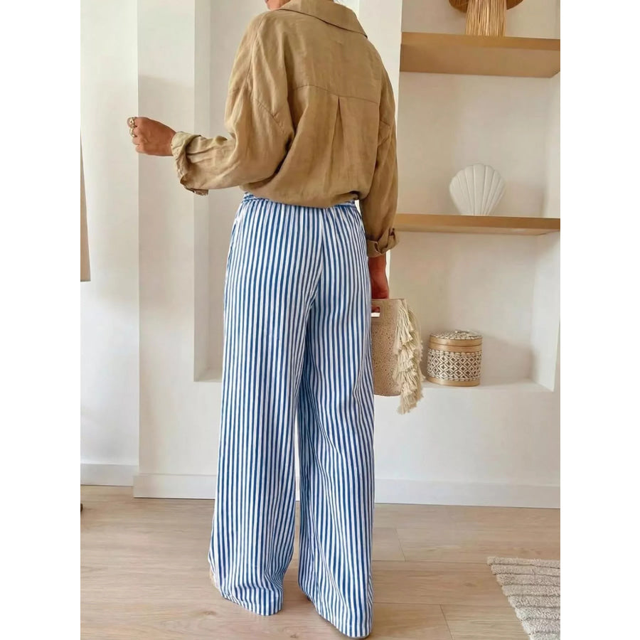Striped Wide-Leg Pants Apparel and Accessories