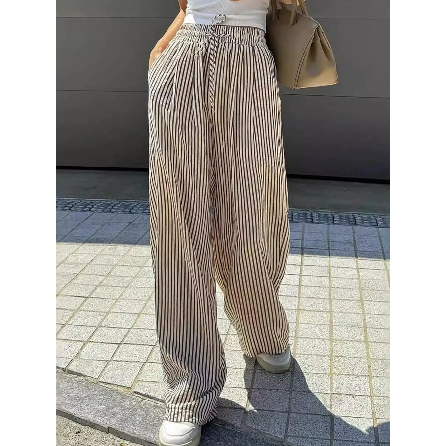 Striped Wide Leg Pants Apparel and Accessories