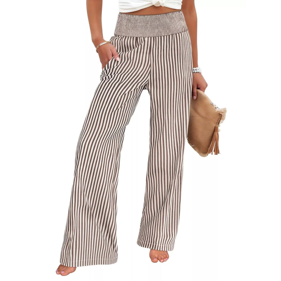 Striped Wide-Leg Pants Apparel and Accessories
