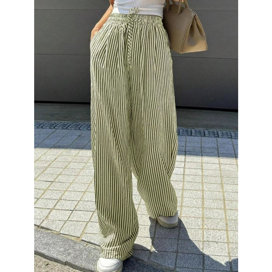 Striped Wide Leg Pants Apparel and Accessories