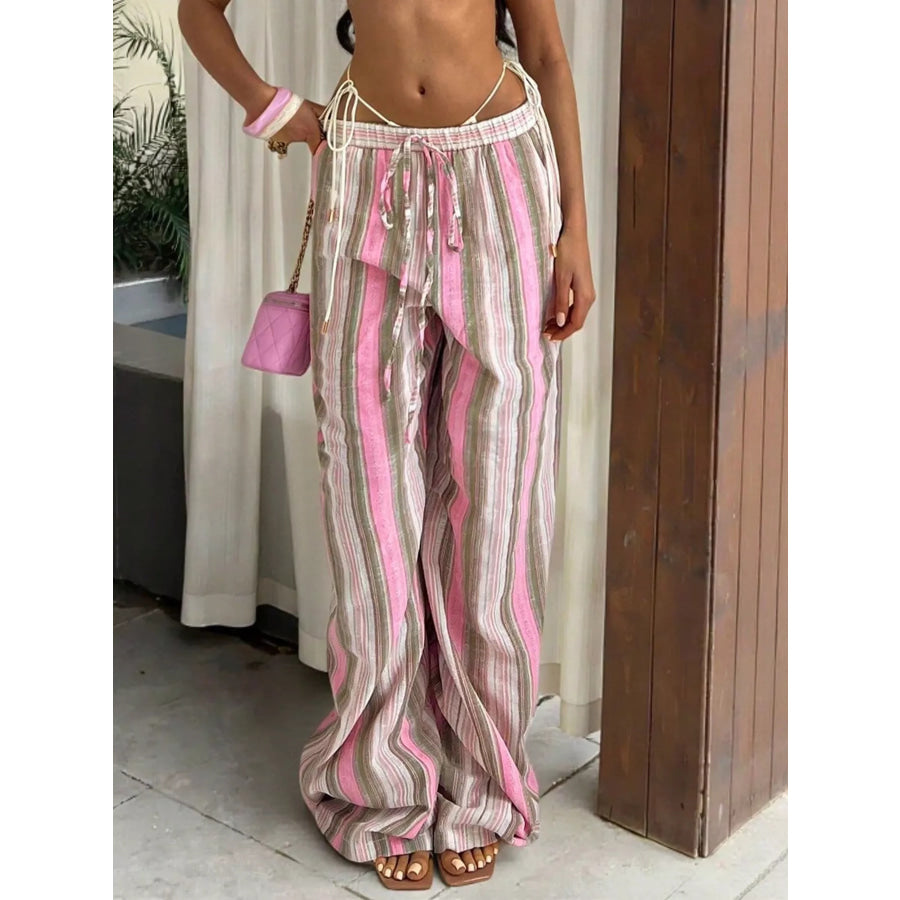 Striped Wide-Leg Pants Apparel and Accessories