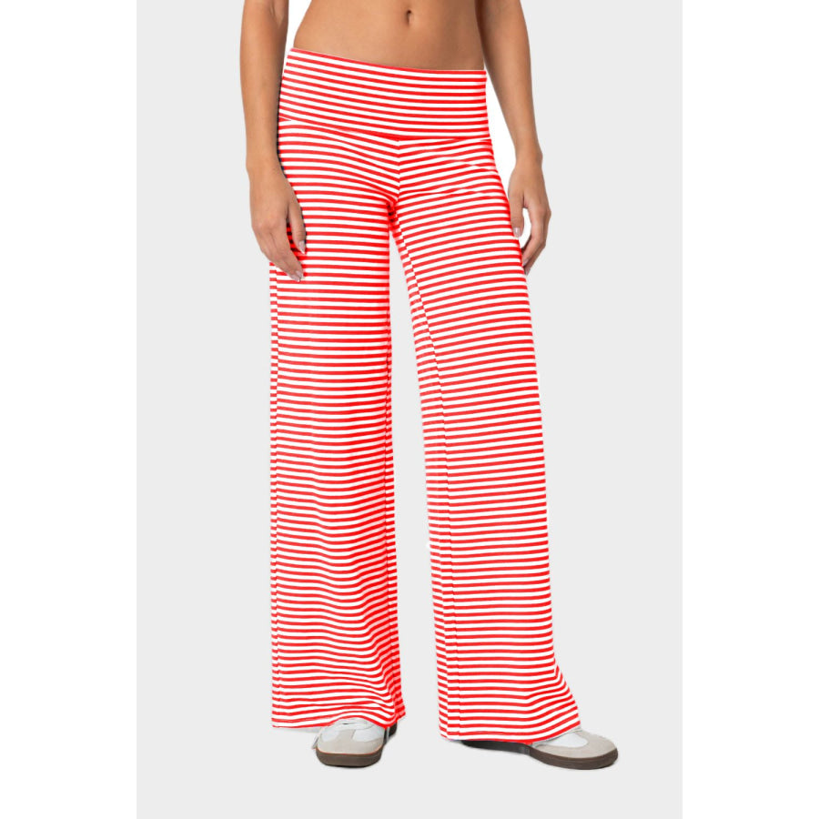 Striped Wide Leg Pants Coral / S Apparel and Accessories