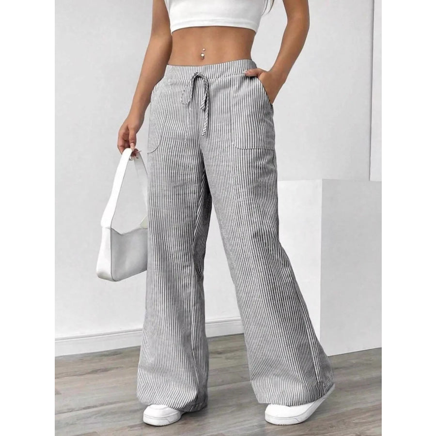 Striped Wide Leg Pants Stripe / S Apparel and Accessories