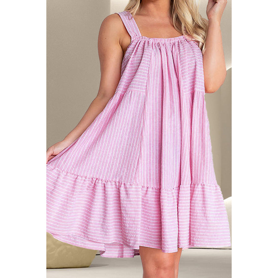 Striped Wide Strap Mini Dress Blush Pink / S Apparel and Accessories