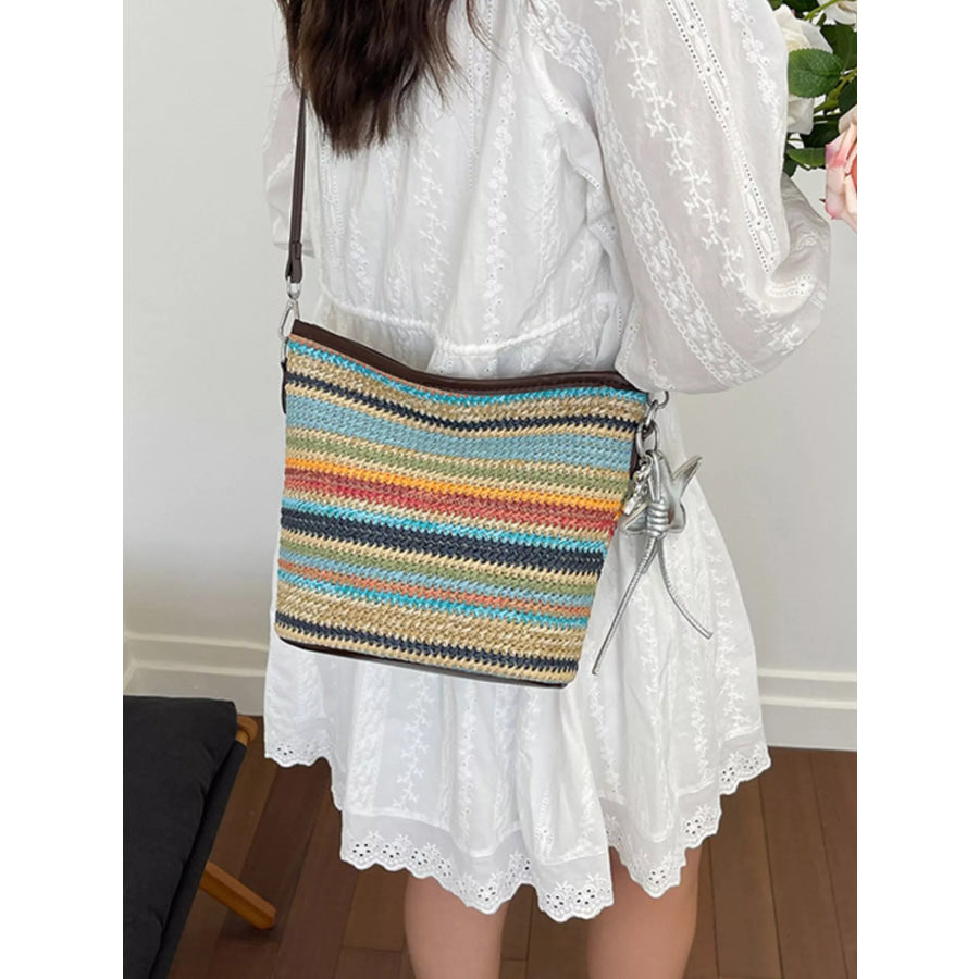 Striped Woven Crossbody Bag Color / One Size Apparel and Accessories