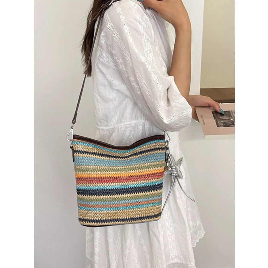 Striped Woven Crossbody Bag Color / One Size Apparel and Accessories