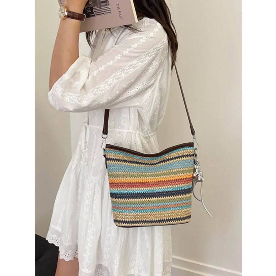 Striped Woven Crossbody Bag Color / One Size Apparel and Accessories