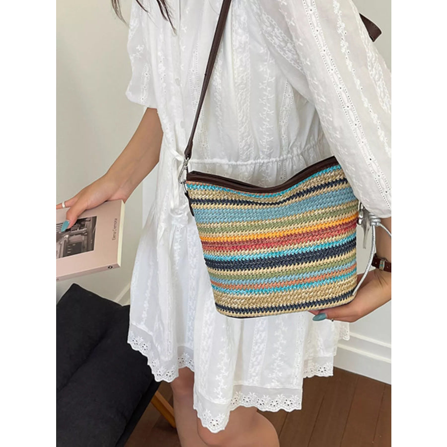 Striped Woven Crossbody Bag Color / One Size Apparel and Accessories
