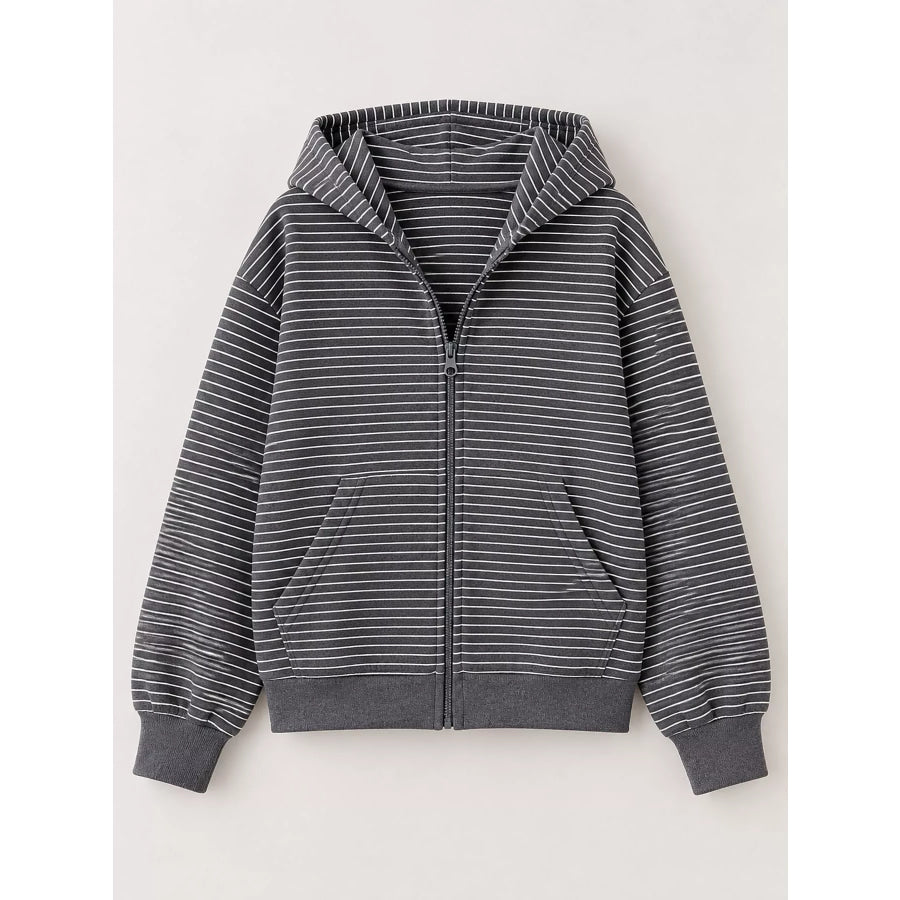 Striped Zip-Up Hoodie Apparel and Accessories